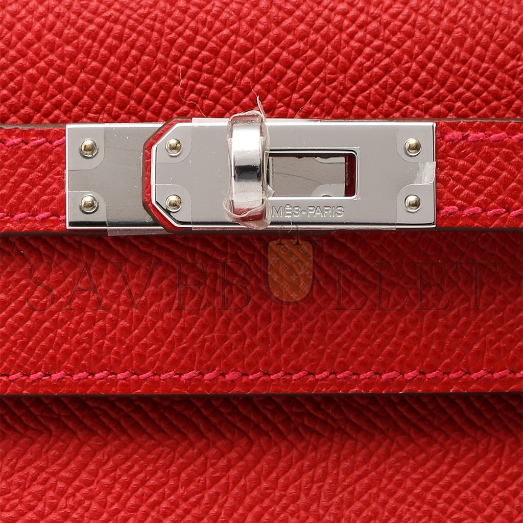 H**mes master kelly pochette rouge casaque epsom with palladium hardware (22*14*7cm)